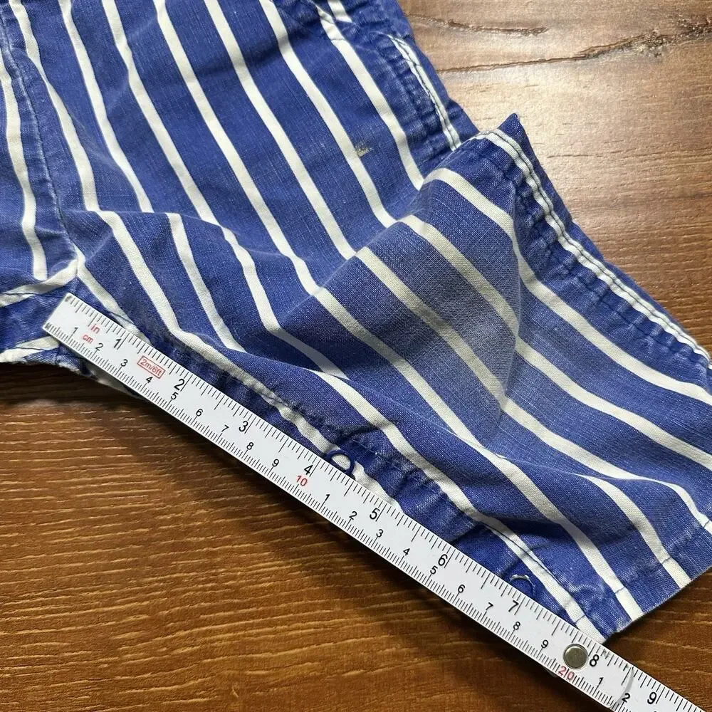 Vintage OshKosh B'Gosh Overalls Baby 12M Blue Stripe USA Made Snaps Railroad VTG